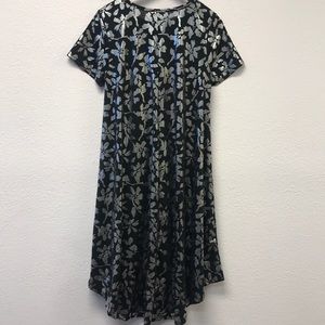 Lularoe Carly black silver metallic floral print